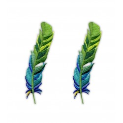 Set of feathers - green and blue