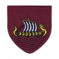 SKELLIGE - Coat of Arms, maroon cloth and cotton threads
