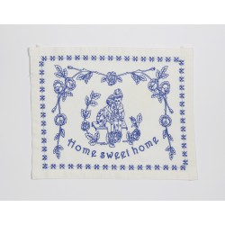 Embroidered Kitchen Wall Tapestry - Home sweet home - blue