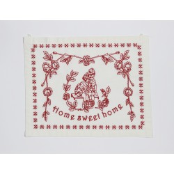 Embroidered Kitchen Wall Tapestry - Home sweet home - red