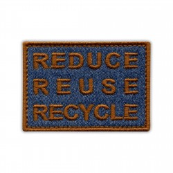 Denim ECO patch REDUCE REUSE RECYCLE - made from RECYCLED JEANS, brown