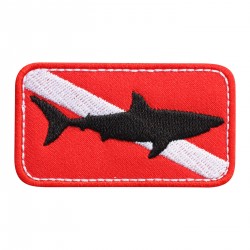 Black SHARK on Scuba DIVING FLAG - for SHARKS lovers