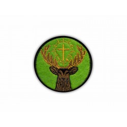 Symbol of St. Hubert - the saint patron of hunters, green olive background