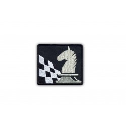 Knight and chessboard-silver