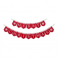Merry Christmas Garland with snow flake - Banner 18 pieces, 50"
